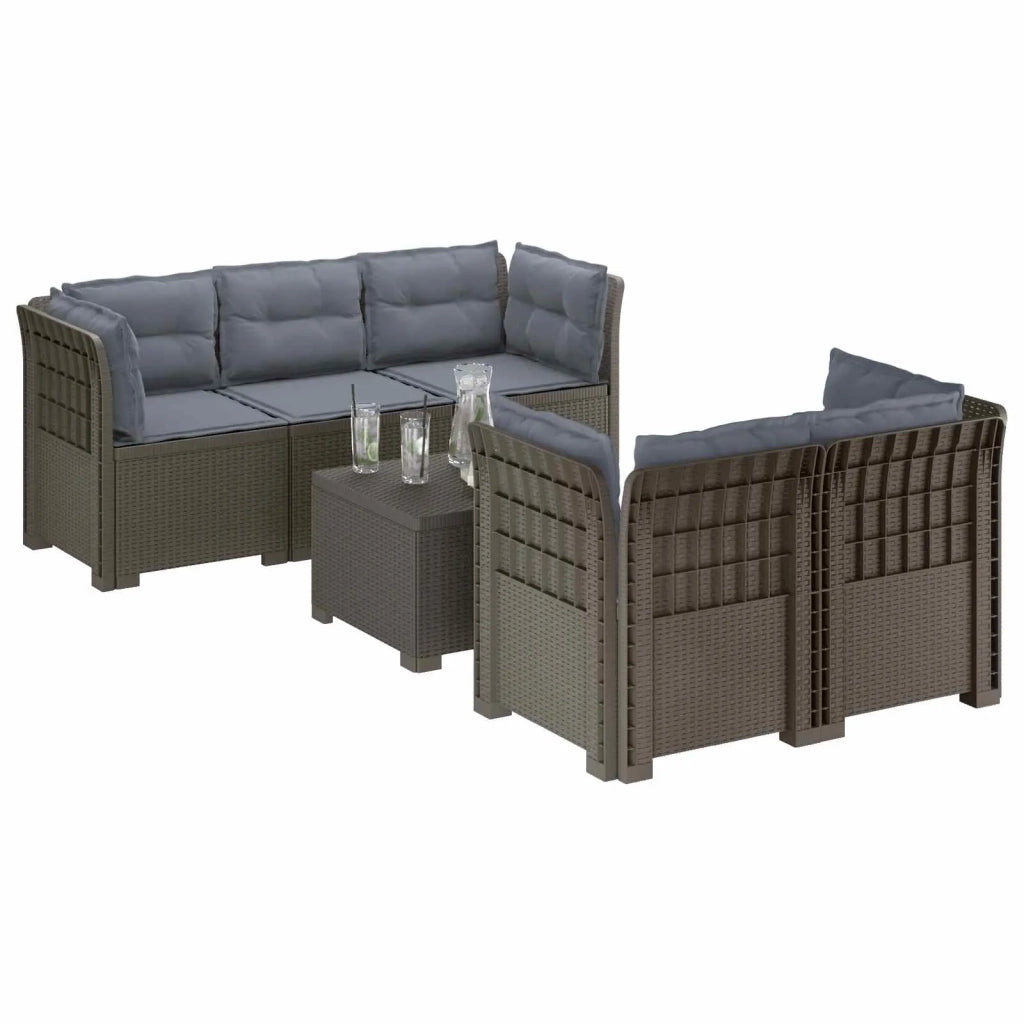 Divano da Giardino 5 Posti con Cuscini Stile Rattan PP 3443921