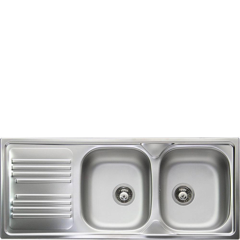 Smeg lavello inox due vasche gocciolatoio a sinistra lyp116s