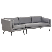 Divano angolare da esterno grigio Poliestere Rivestito 3 Posti Divano da giardino Resistente all'acqua UV Design Moderno