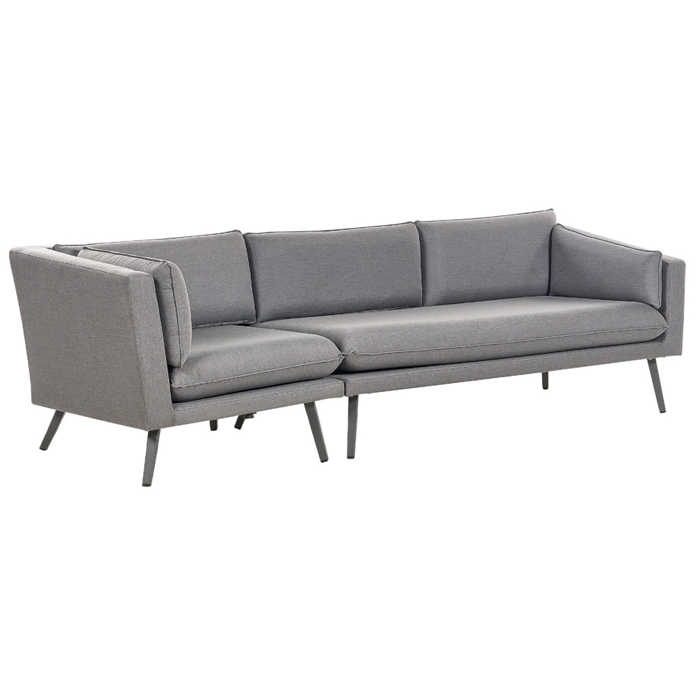 Divano angolare da esterno grigio Poliestere Rivestito 3 Posti Divano da giardino Resistente all'acqua UV Design Moderno