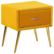 Comodino con rivestimento in velluto giallo Comodino con 1 cassetto Mobili per camera da letto dal design minimalista