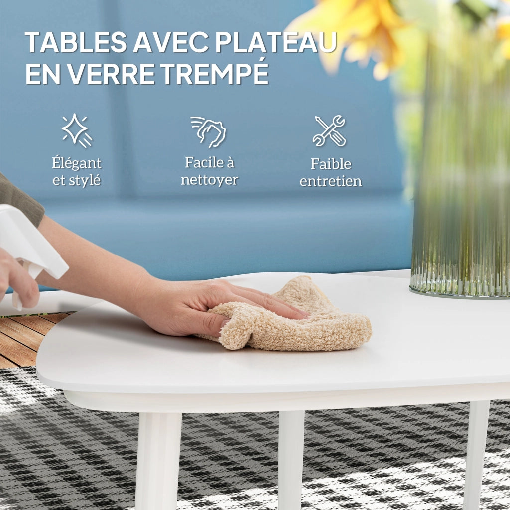 Set da giardino 5 pezzi con divano, 2 poltrone e 2 tavolini ¨C zephmum ¨C blu chiaro