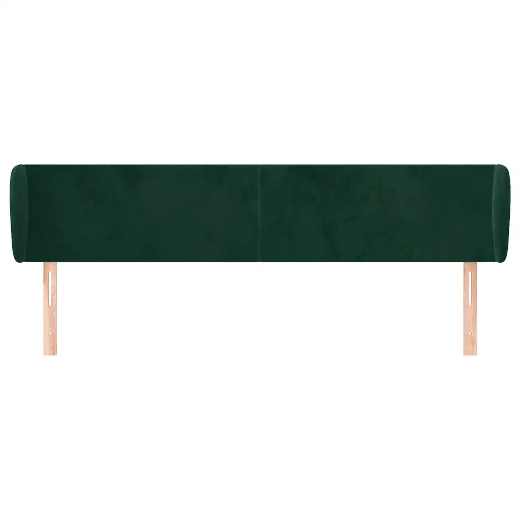 Testiera ad Orecchio-Testata con Orecchie Verde Scuro 163x23x78/88 cm in Velluto 260326