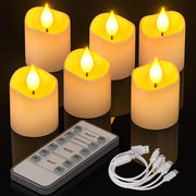 Set di candele LED a olio - Set di candele LED a olio a LED con timer, a batteria e timer, con telecomando, da 6 candele, con effetto fiamma, per decorazione di Halloween, Oltremare e festa di San Silvestro.