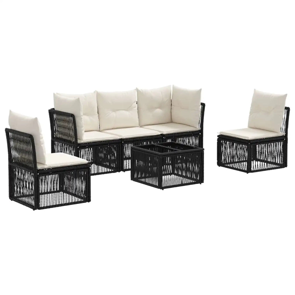 Set Divano da Giardino 6 pcs Nero polyrattan 3434155