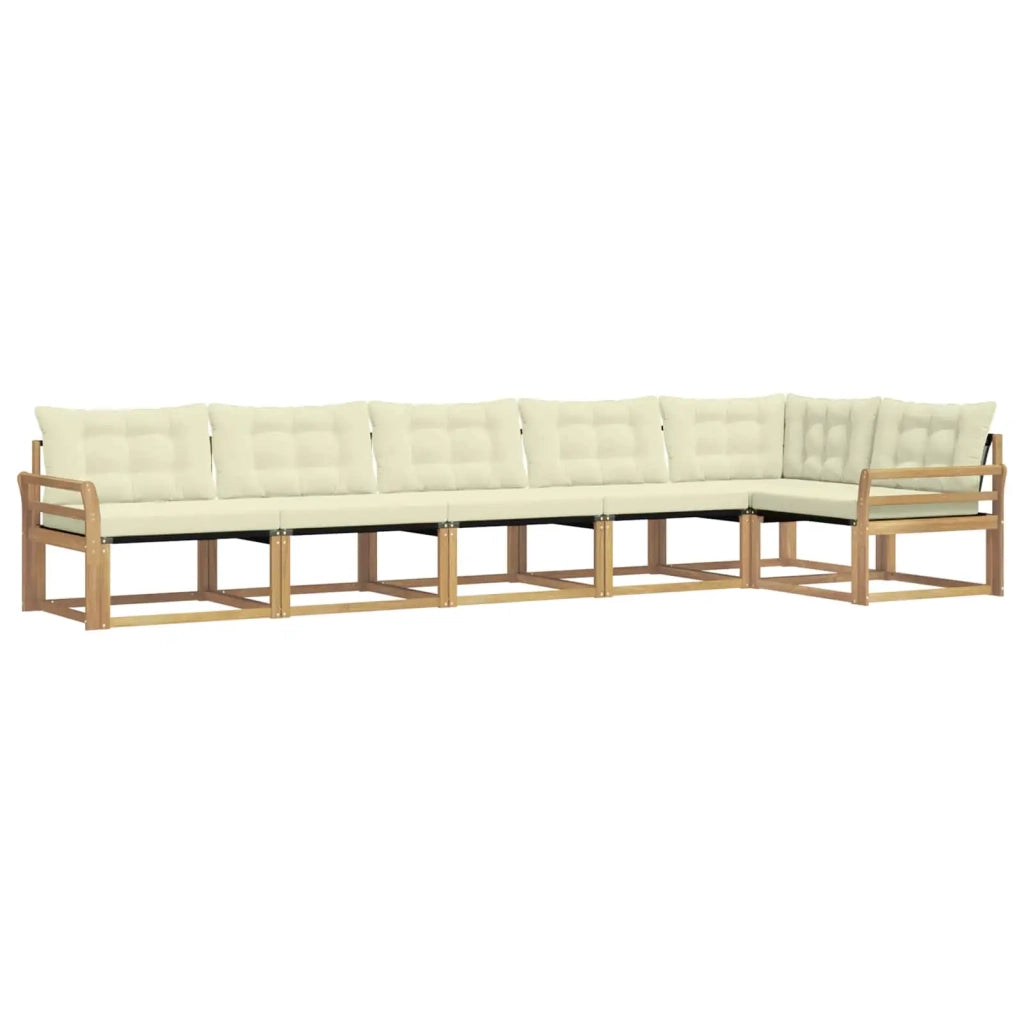 Set di divani da esterno con cuscino 6 pcs Bianco e Crema