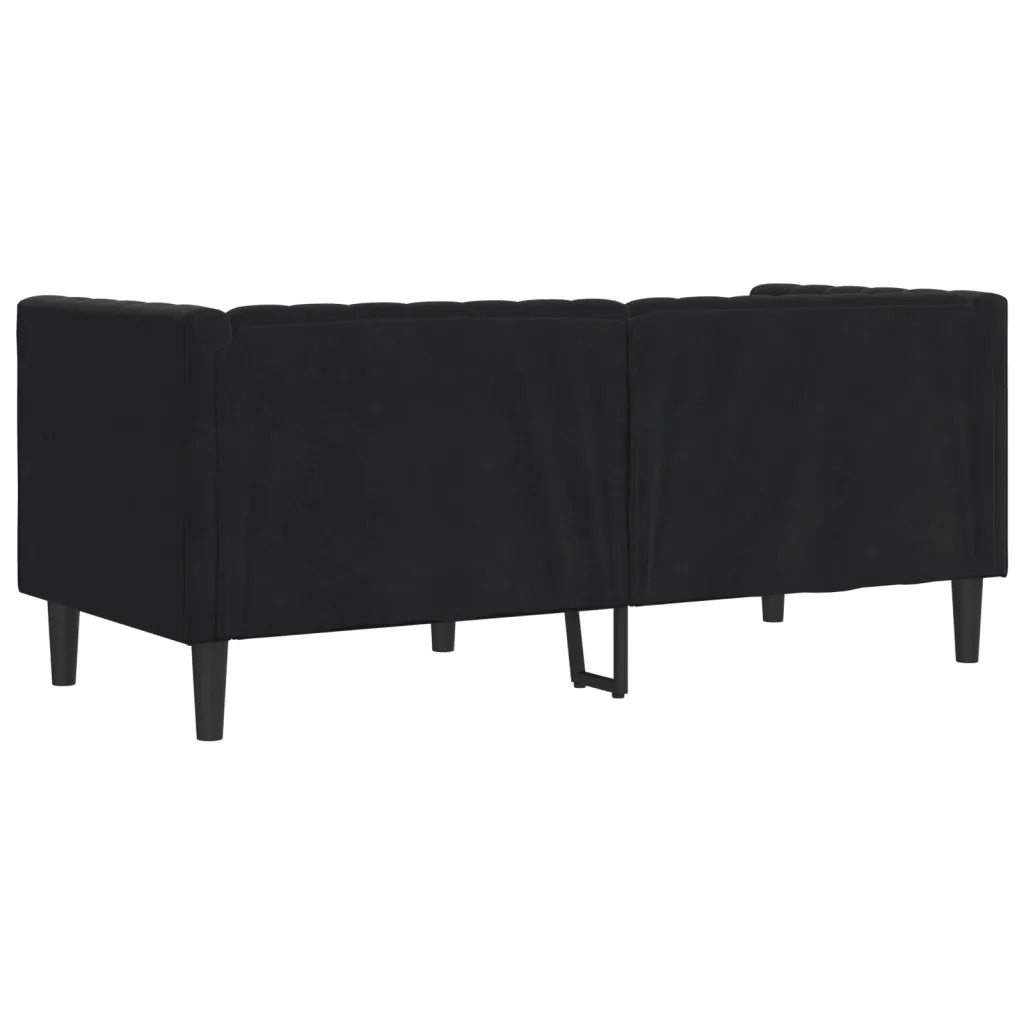 Divano Chesterfield con Rinforzi 2 Posti Nero in Velluto 372688