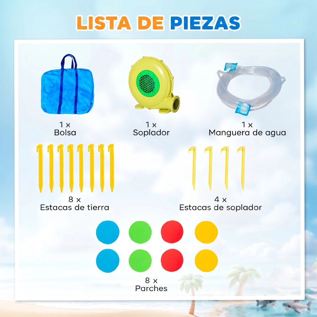 Letto gonfiabile per bambini con scivolo e parete per arrampicata ¨C zephmum ¨C 390x300x197 cm Multicolor