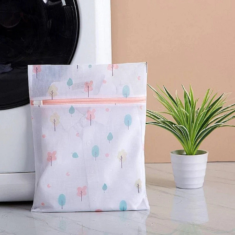 Trade Shop - Set 2pz Sacchetto Lavaggio Rete Con Cerniera Biancheria 40x50cm A Fantasia 58128 -