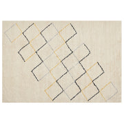 Tappeto in cotone beige 140 x 200 cm minimalista fatto a mano motivo geometrico soggiorno camera da letto