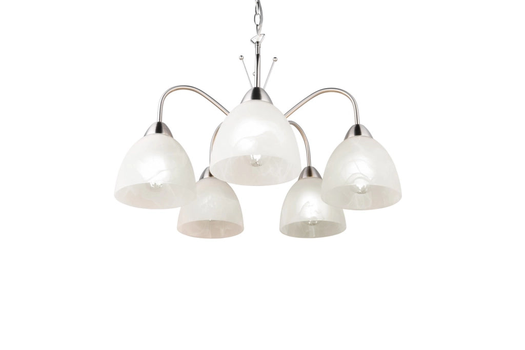 Lampadario DOBBY RL 5 luci E27 vetro alabastro argento