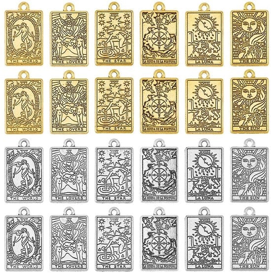Tarocchi Misterici - Appesi Amuleti - 48 Pezzi - Legering - Creazione Gioielli - Charms per Progetti Creativi