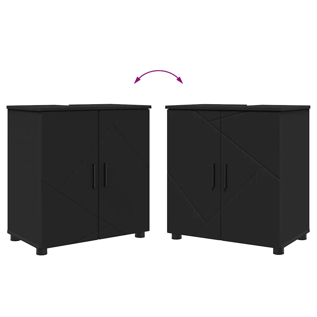 Set di mobili per il bagno Montaggio a parete 2 pcs Nero 3392934