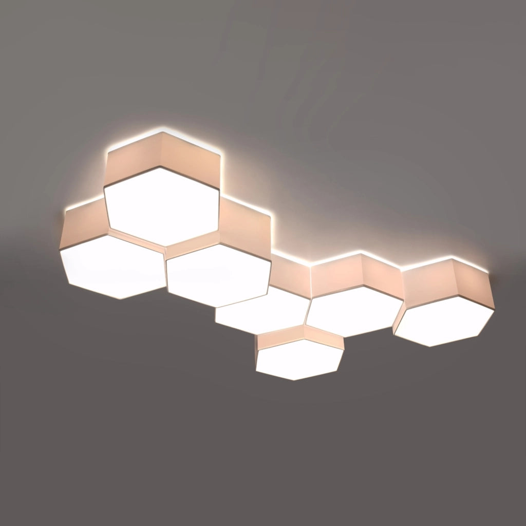 Plafoniera esagonale bianca HALVOY Pure Lume 2xE27 11,5cm