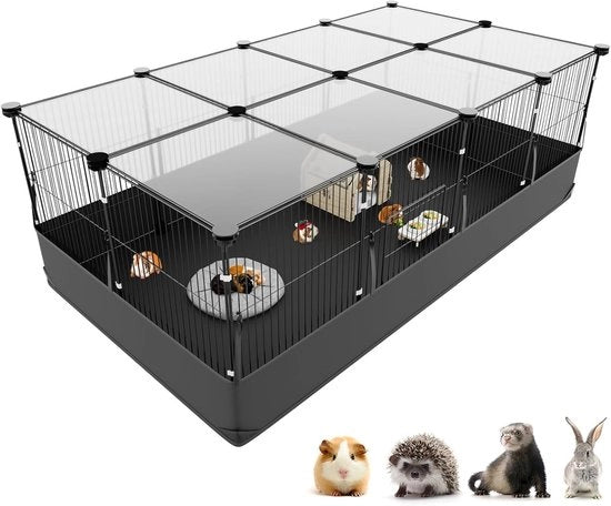 Recinzione per piccoli animali - 122 cm x 60 cm x 40 cm - Pianale impermeabile - Copertura sicura - Recinzione per conigli/cavie - Scheda per tartarughe/gatti - Recinzione per piccoli animali