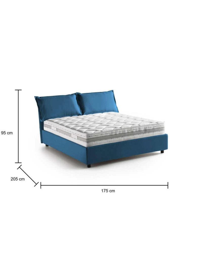 Letto Matrimoniale Amelinda, Letto Matrimoniale Materasso Incluso Made in Italy, blu