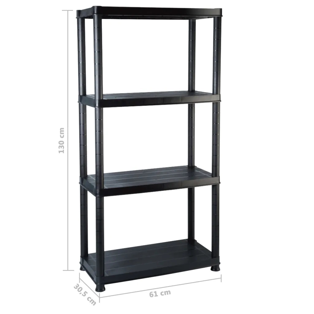 Scaffale a 4 Ripiani Nero 61x30,5x130 cm in Plastica CFW2762122
