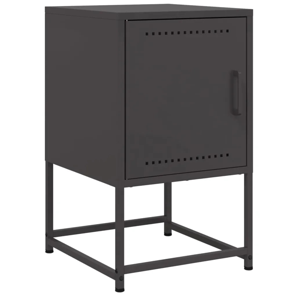 Comodini 2 pz-Set di 2 Tavolino da notte Neri 36x39x60,5 cm in Acciaio 644177