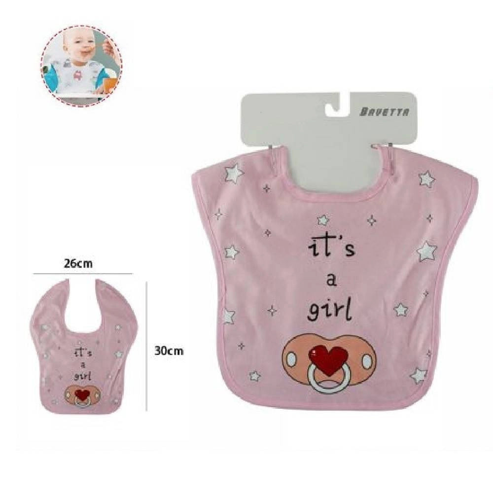 Trade Shop - 2 Pz Bavetto Bavaglino Neonato Pappa Allattamento Bambina It's A Girl 68336 Rosa -