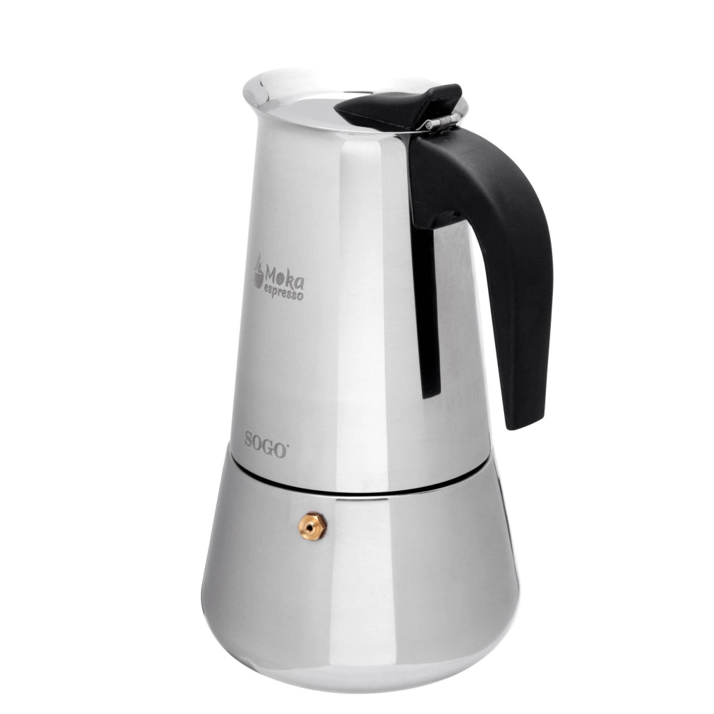 Caffettiera moka 12 tazze in acciaio inox per induzione gas e vetroceramica, manico ergonomico per espresso - Sogo