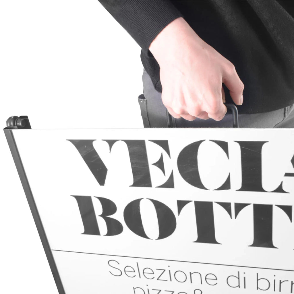 Cavalletto bifacciale in metallo con maniglia personalizzabile - Cavalletto e 2 Pannelli Personalizzati