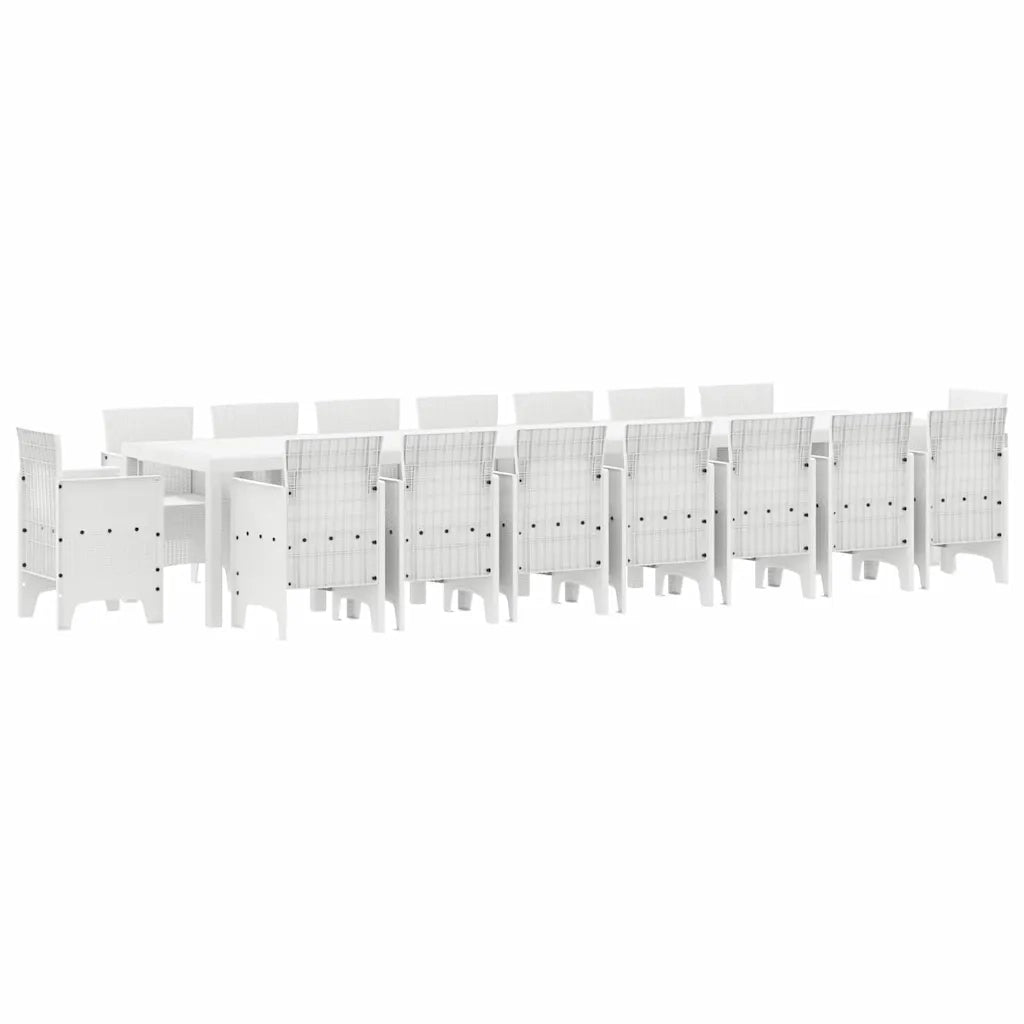 Set da pranzo da giardino con cuscini 17 pcs Bianco PP