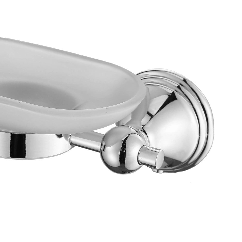 Porta sapone da parete con bacinella in vetro satinato - serie queen