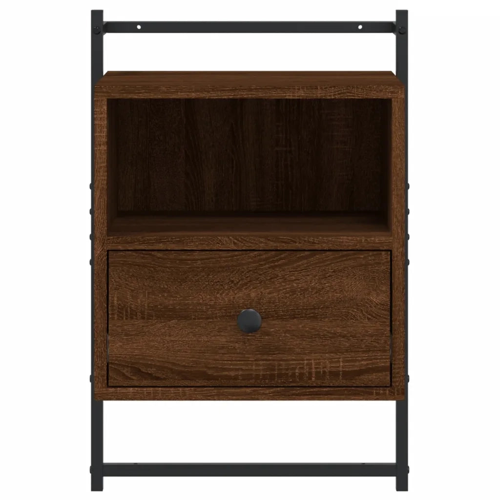 Set di 2 Comodini | Armadio da Notte | Mobiletto da notte a Muro Rovere Marrone 40x30x61cm Legno Multistrato