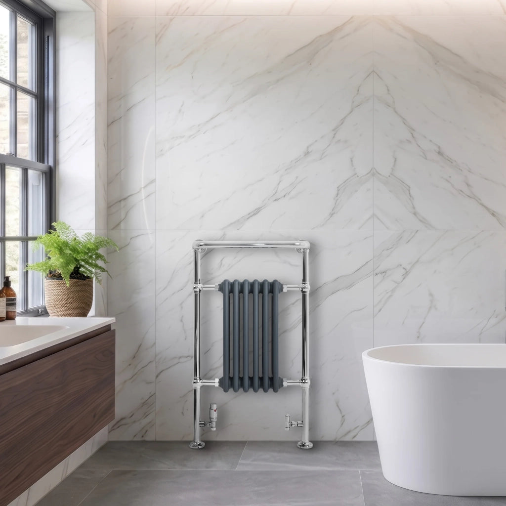 Radiatore Bagno Tradizionale 950x570mm Grigio Cromato Scaldasalviette
