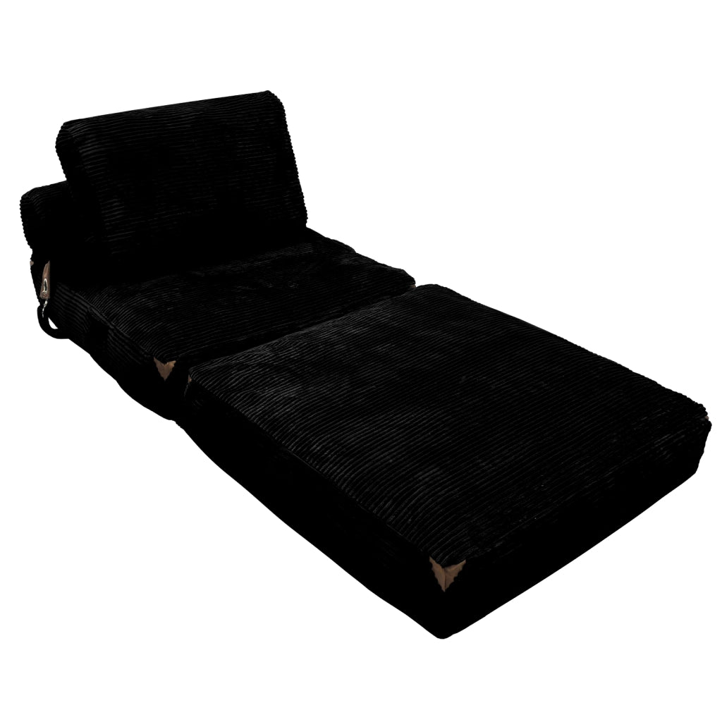 Divano letto singolo pieghevole - salvaspazio con funzione letto - in flanella - nero