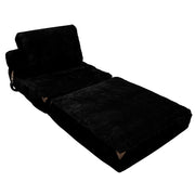 Divano letto singolo pieghevole - salvaspazio con funzione letto - in flanella - nero