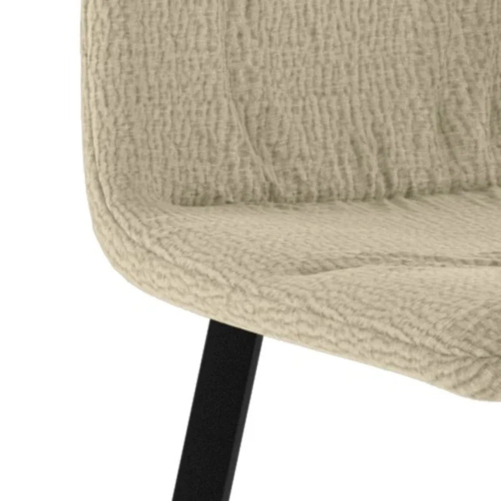 Set di 4 sedie da pranzo imbottite in tessuto beige Daisy con struttura in metallo facili da pulire | Duzzle