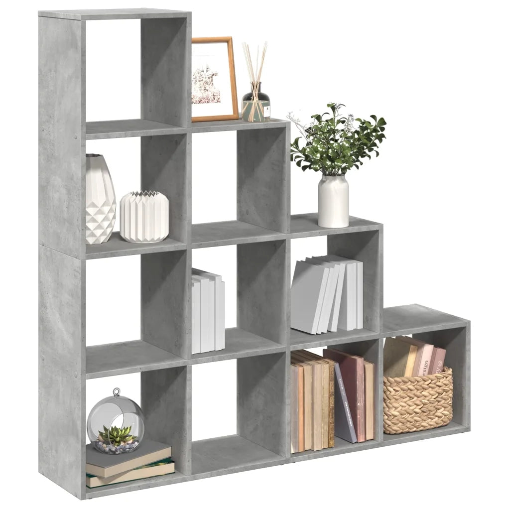 Libreria 4 Ripiani-Scaffale per Libri-Mobile di Stoccaggio Grigio Cemento 131,5x29x131,5 cm Truciolato
