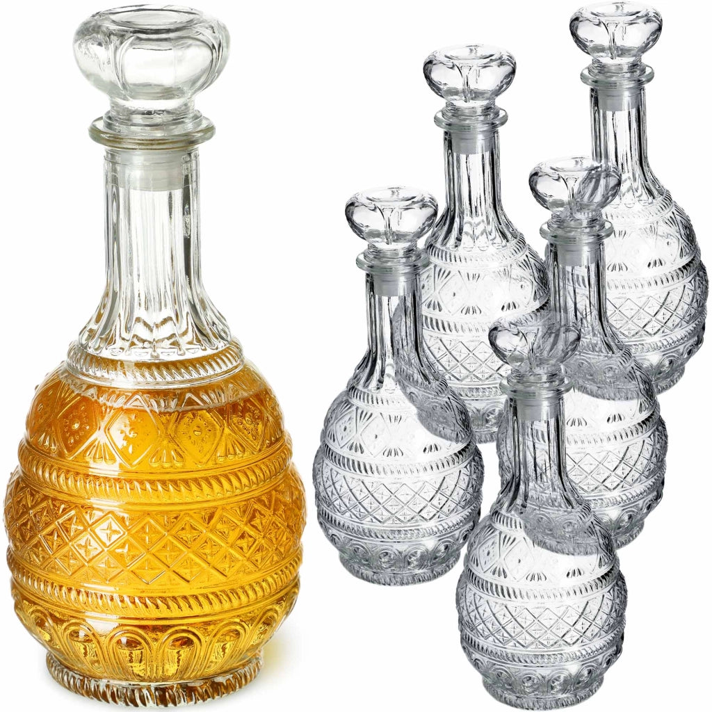 Caraffa per whisky KADAX, bottiglia in vetro cristallo da 1 litro con tappo di sughero, confezione da 6 pezzi.