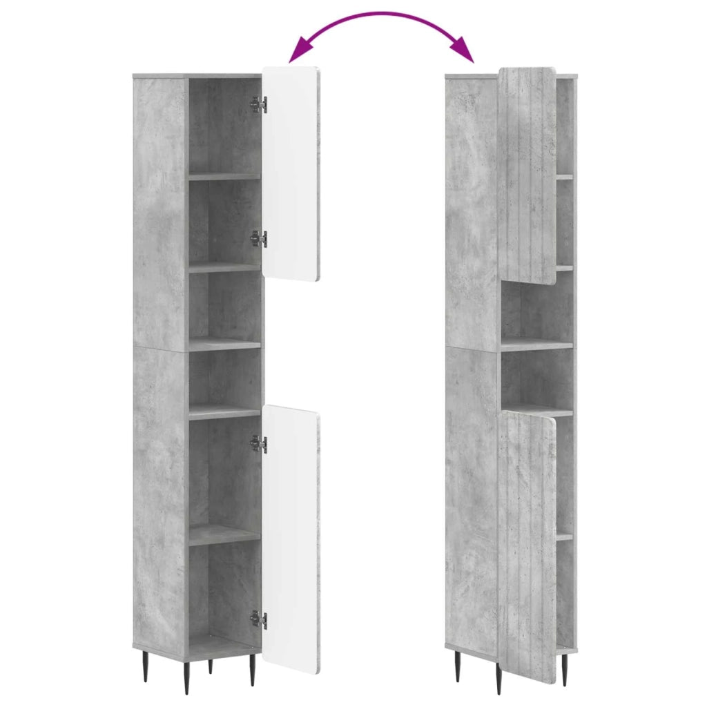 Set di Armadi da Bagno da 2 Pezzi ZWOLLE Grigio Cemento 3417516