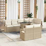 Set Divano da Giardino 9 pcs Beige Poly Rattan