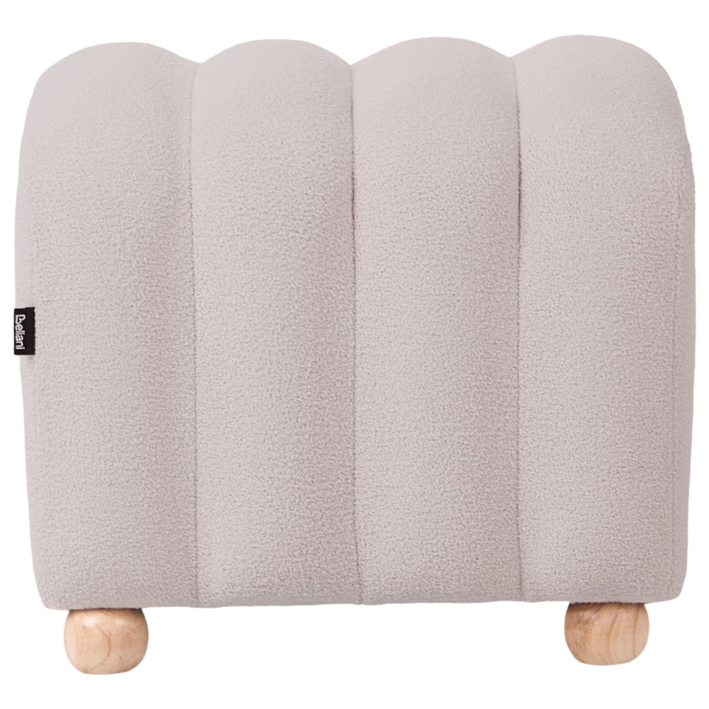 Pouf bianco sporco in bouclé Teddy rivestito con gambe in legno pouf ottomano design moderno accessori per soggiorno