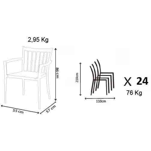 Poltrona da Giardino Impilabile in Alluminio Wicker cm 55x57x86 - BURTON