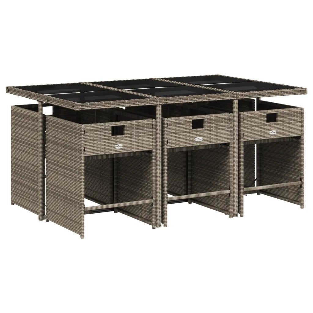 Set da pranzo da giardino da 7 pz con Cuscini in Polyrattan Grigio 3277860