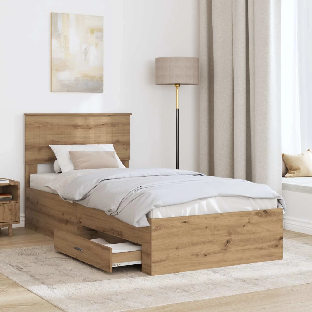 Struttura del letto con testiera Rovere artigianale 90 x 200 cm