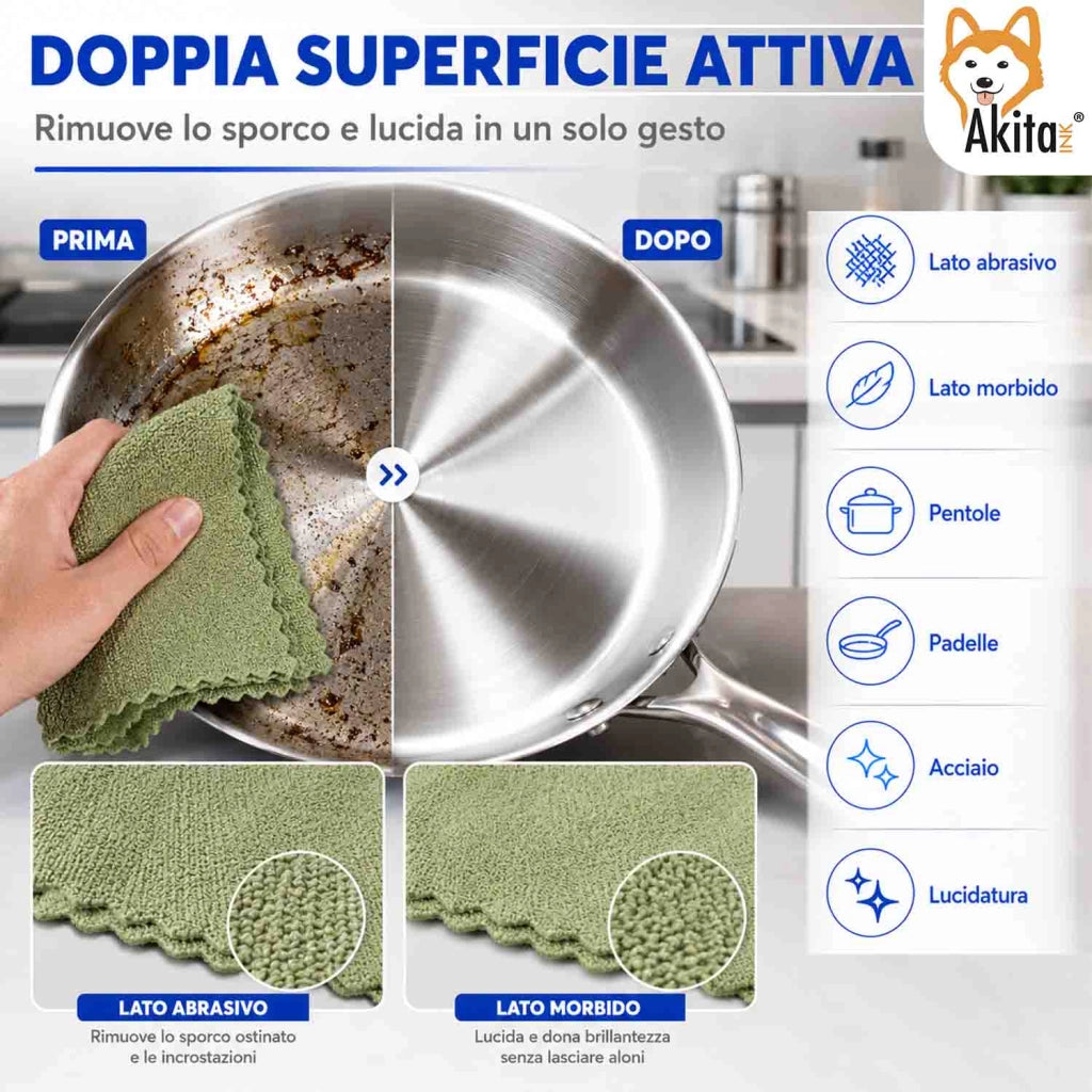 Akitaink 3 Panni in Microfibra Brilla Pentole 35x30 cm