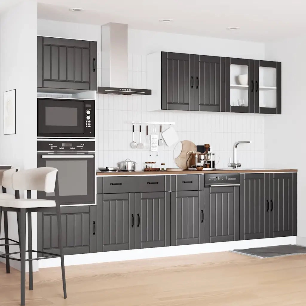 Set Mobili da Cucina 7 pz Kalmar Neri Legno Multistrato 3314742
