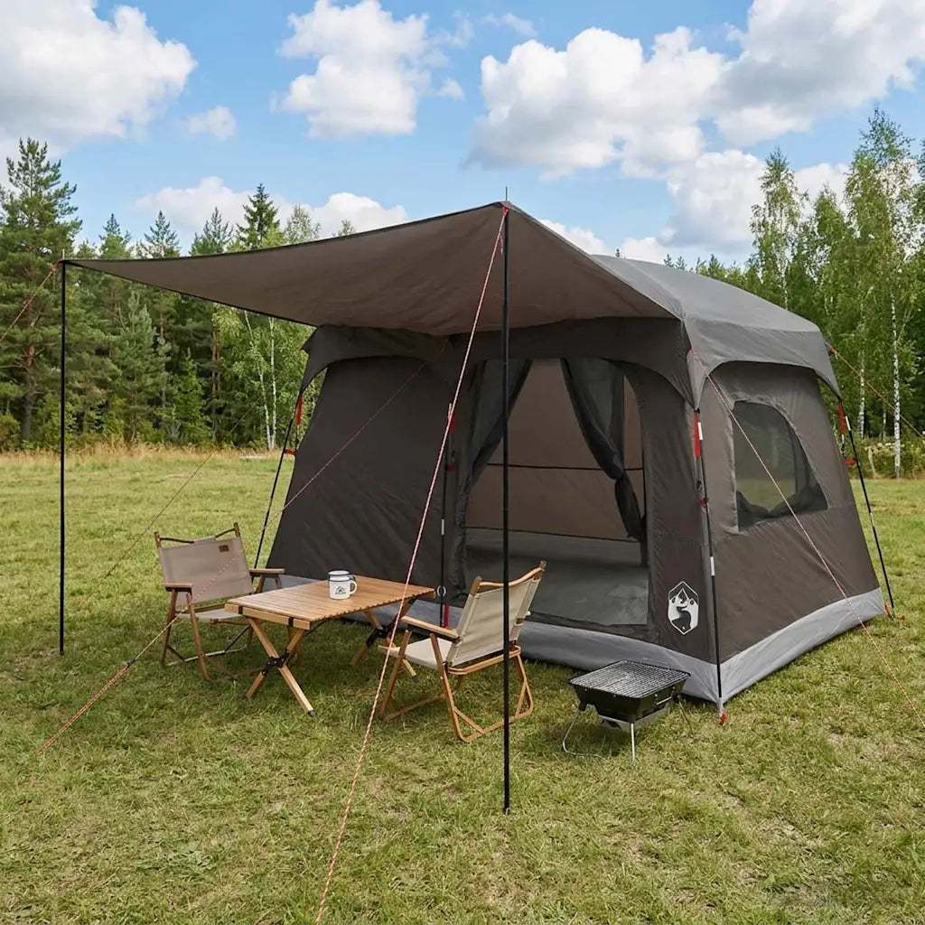 Tenda Familiare Marrone Grigio 380 x 260 x 190 cm Poliestere 42029001