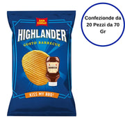 Patatine highlander gusto bbq barbecue san carlo confezione da 20 pezzi da 70 grammi