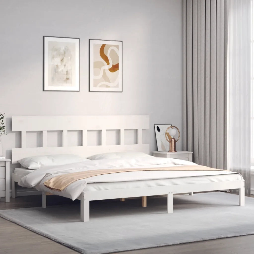 Giroletto senza Materasso-Struttura Letto Bianco 200x200 cm Legno Massello Pino 522728