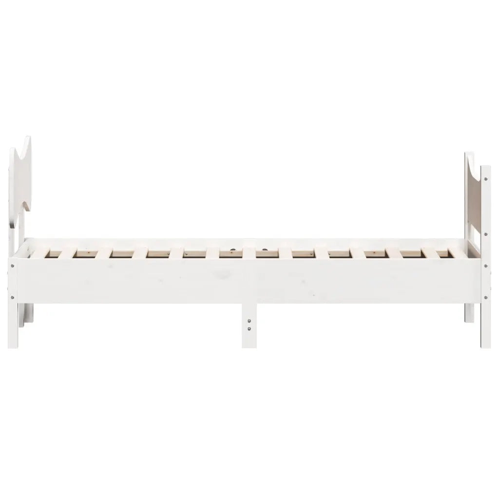 Letto singolo | Letto per adulti | Giroletto senza Materasso Bianco 75x190 Legno Massello di Pino