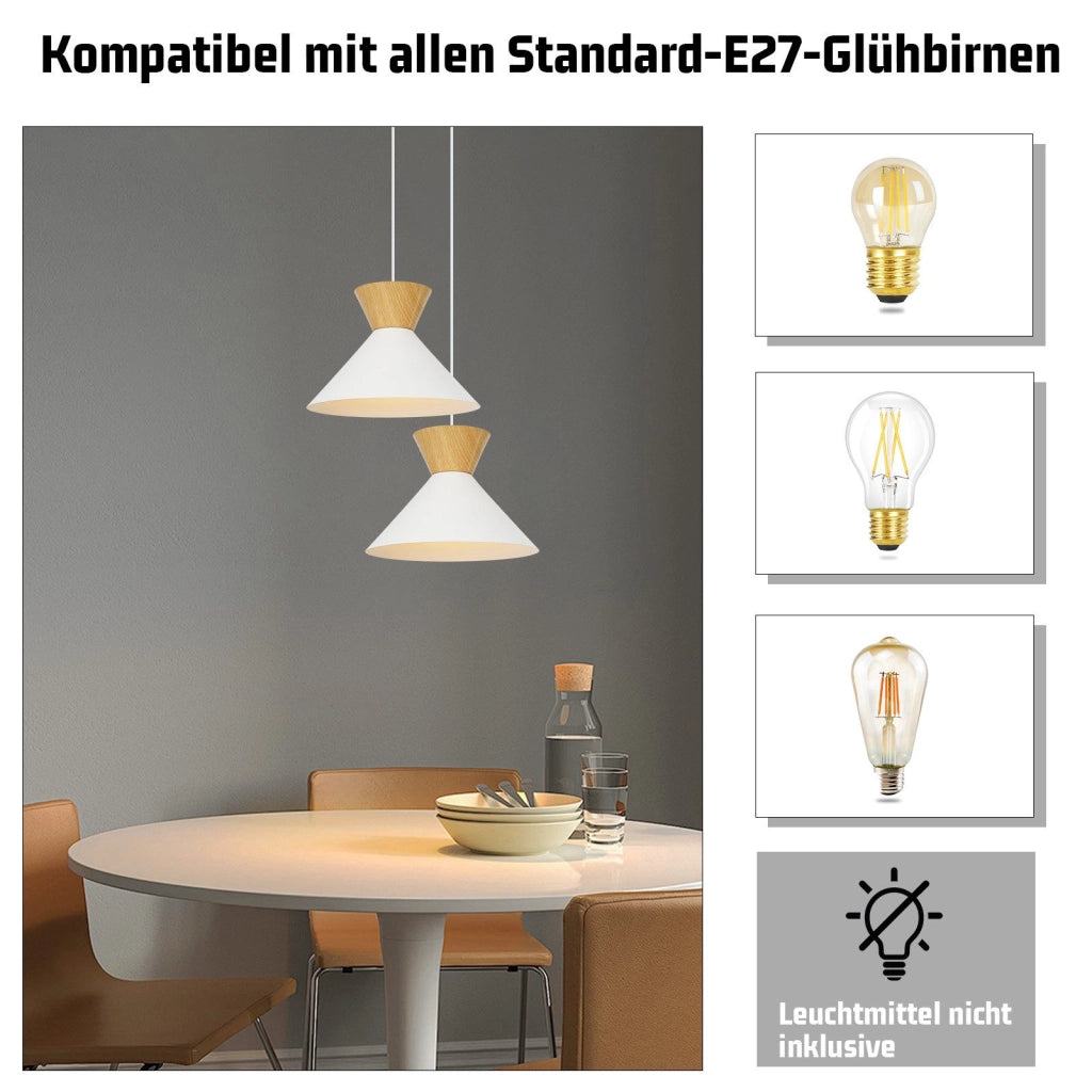 Lampada a sospensione ZMH per sala da pranzo 2 luci a sospensione bianche a 1 fiamma ?25 cm corridoio retr¨°