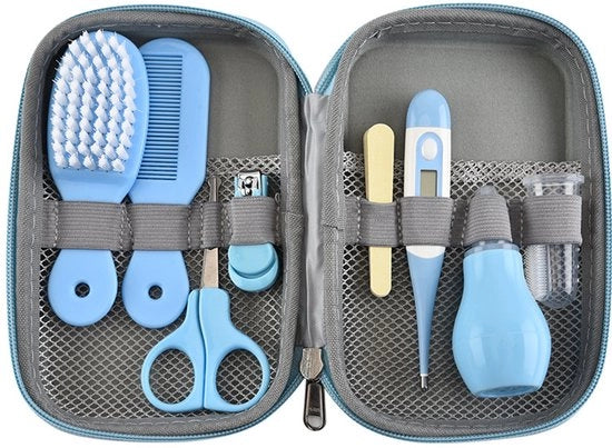 Set di cura per neonati 8 pezzi, set di cura per neonati (blu), set di cura per la salute del neonato, set di cura per capelli, unghie, naso e bocca, set di cura per neonati