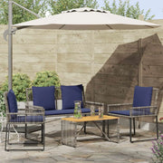 Set di Mobili da Esterno 9 pcs Grigio e Blu Navy polyrattan