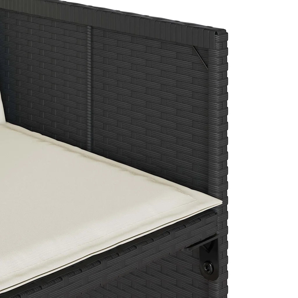 Set da Pranzo da Giardino 5 pz | Set Salotto da Giardino Nero con Cuscini in Polyrattan